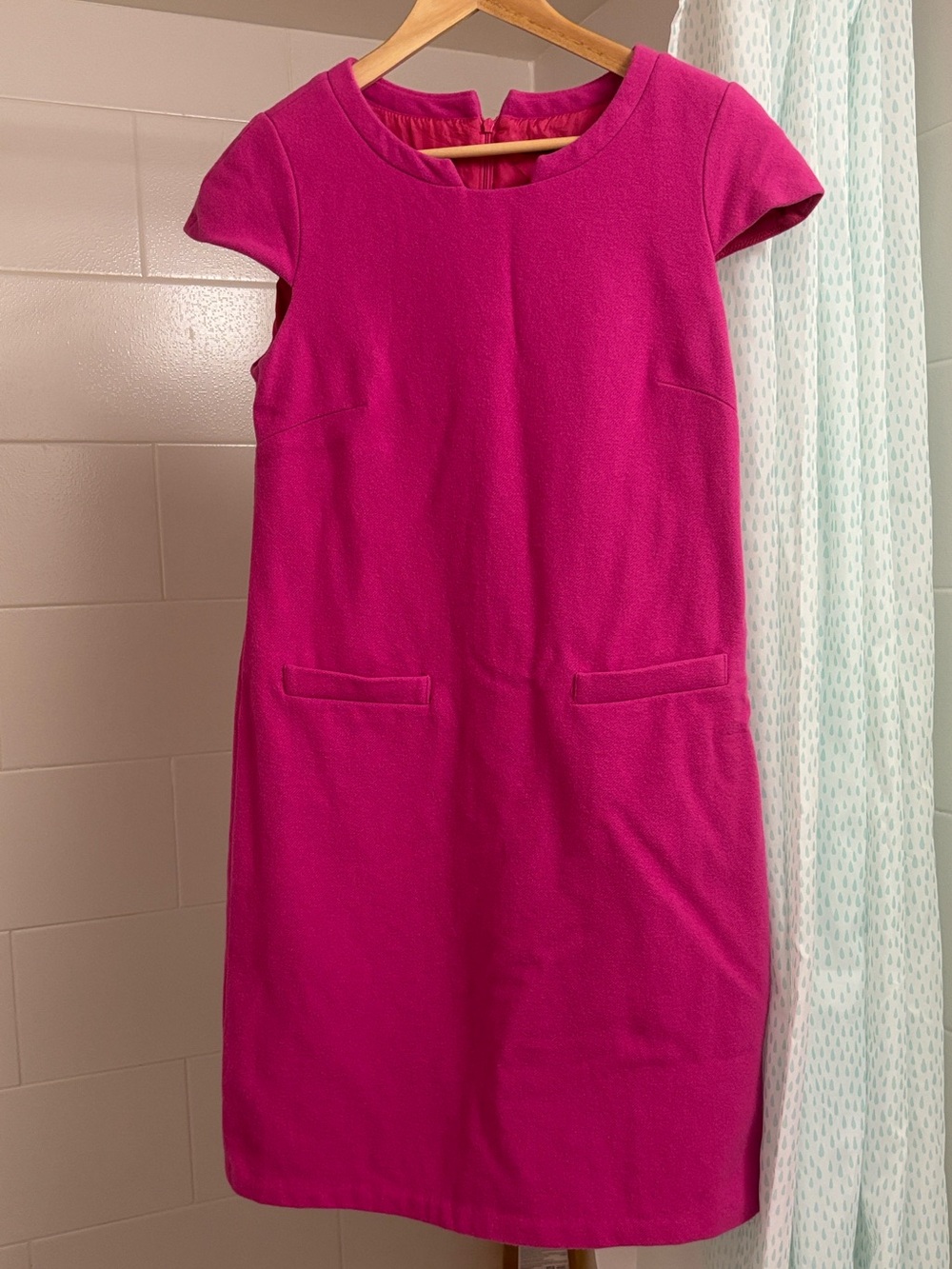 United Colors Of Benetton Fuchsia Pink Cap Sleeve Shift Dress - Size 8/10 US